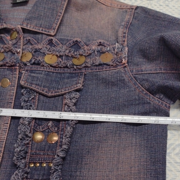 Multiples Dark Blue Jean Jacket with Button Details - Picture 10 of 14